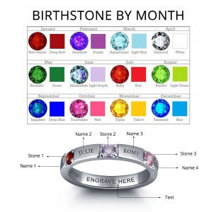 Birthstone Sterling Silver Personalized Engravable Ring JEWJORI101978